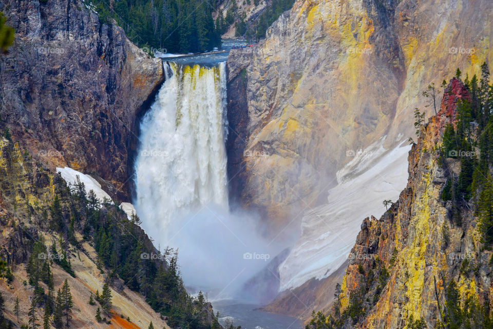 Thundering waterfall at Yellowstone.