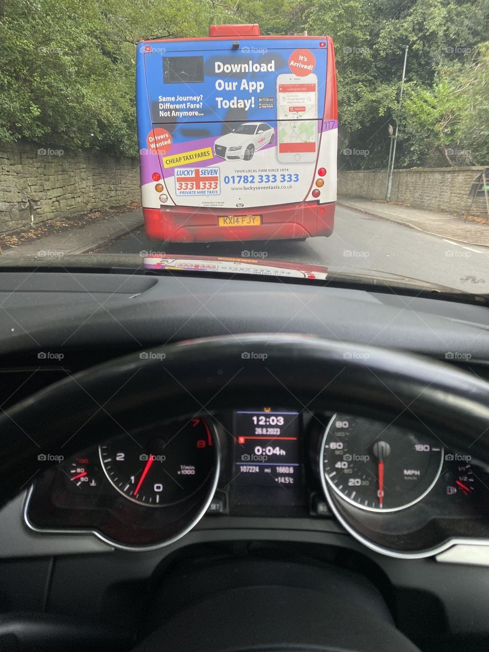 Morning commute with public transport buses