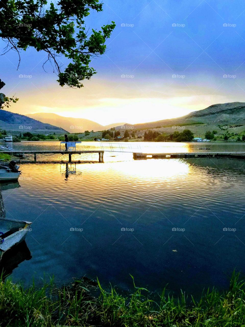 beautiful small lake at sunset
