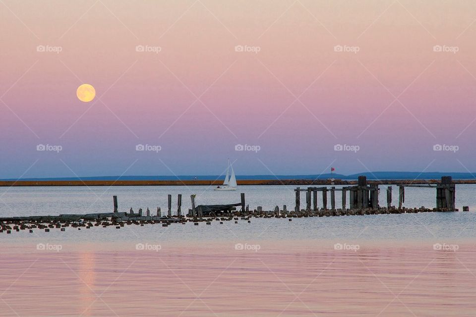Marquette moon sunset
