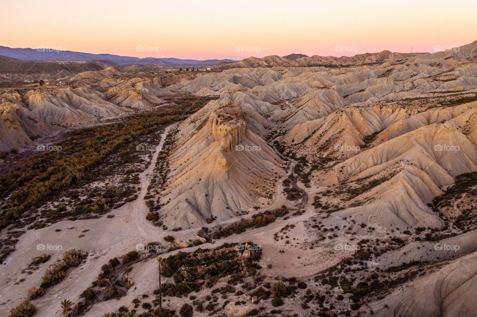 Aerial view of the Tabernas desert in Armeria 