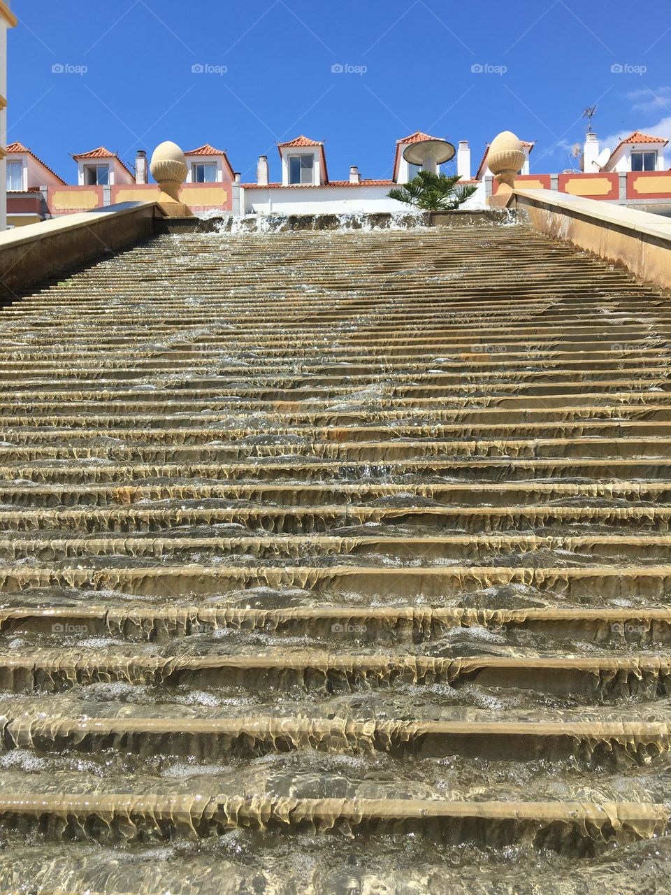 Water staircase from frog viewpoint 