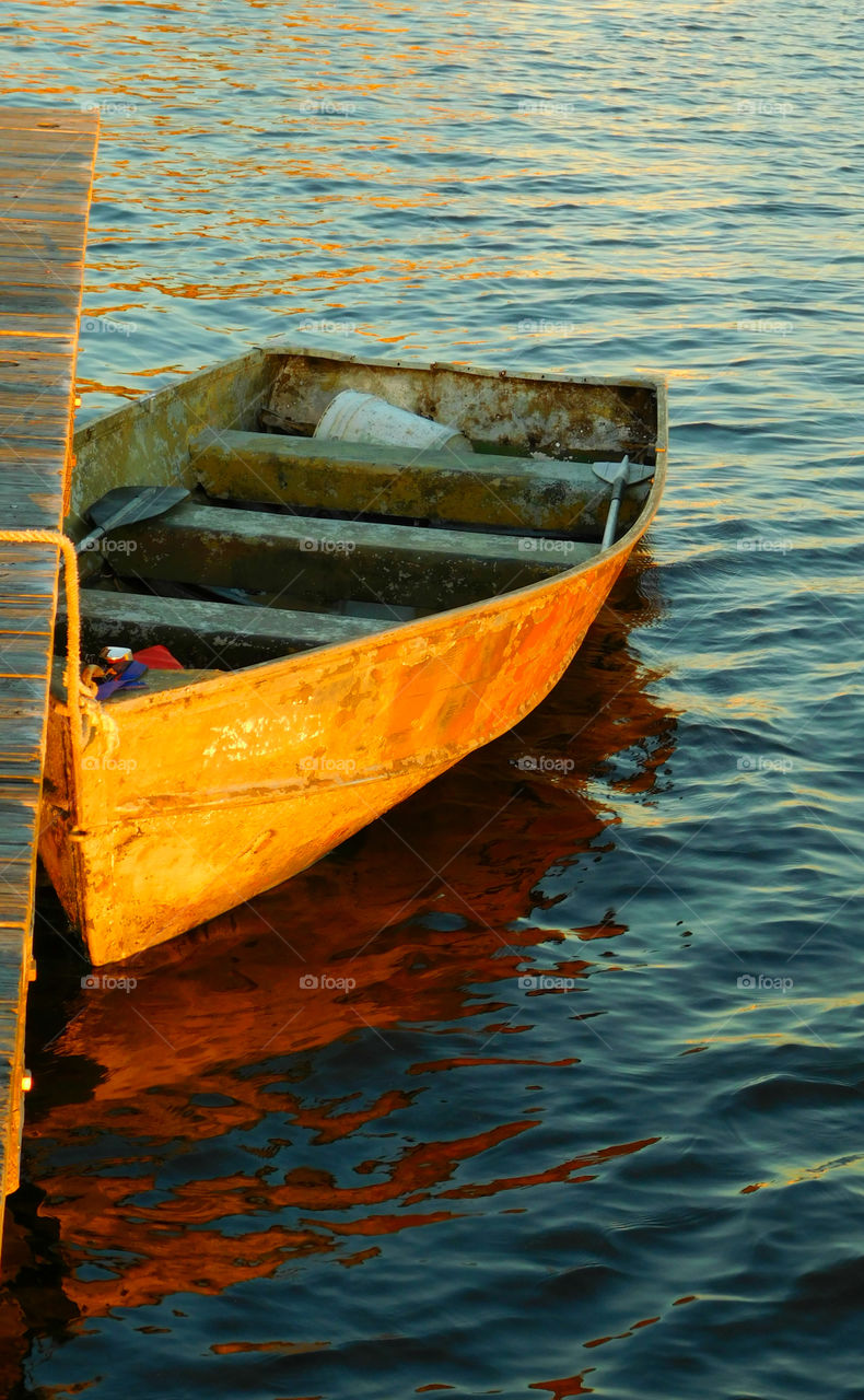 Old boat in the lake