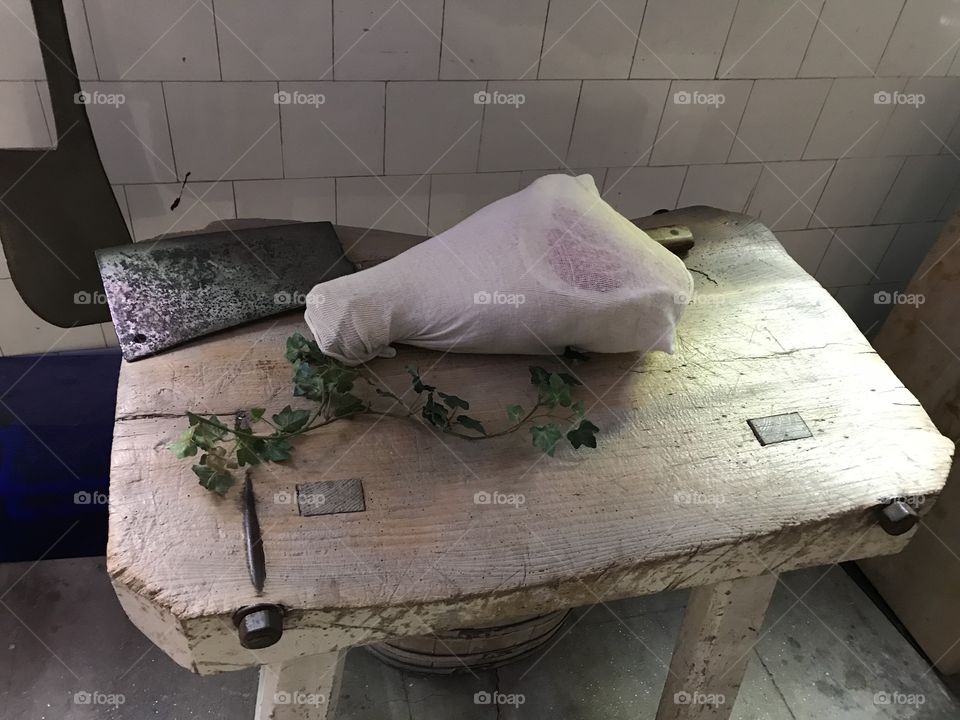 Preparation table for use in the kitchen of a large country residence.