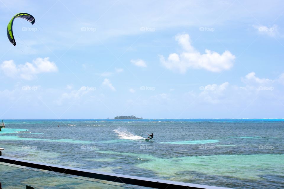 Kite surfing at San Andres island, Colombia
