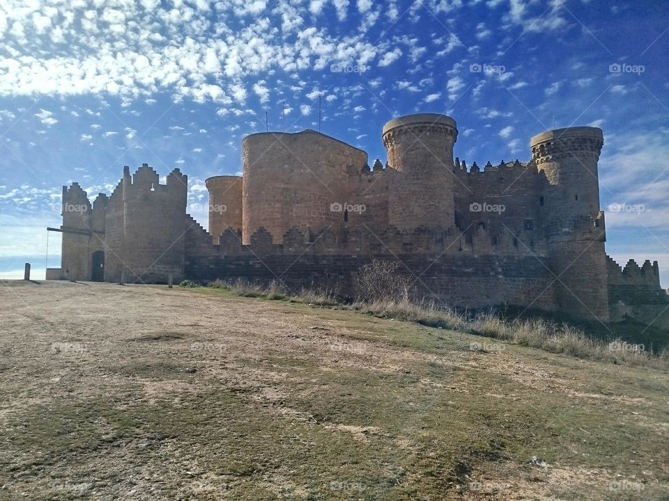Belmonte Castle, ancient, large and majestic, located in Castilla la Mancha