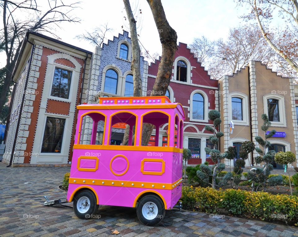 minibus for children in the holiday park