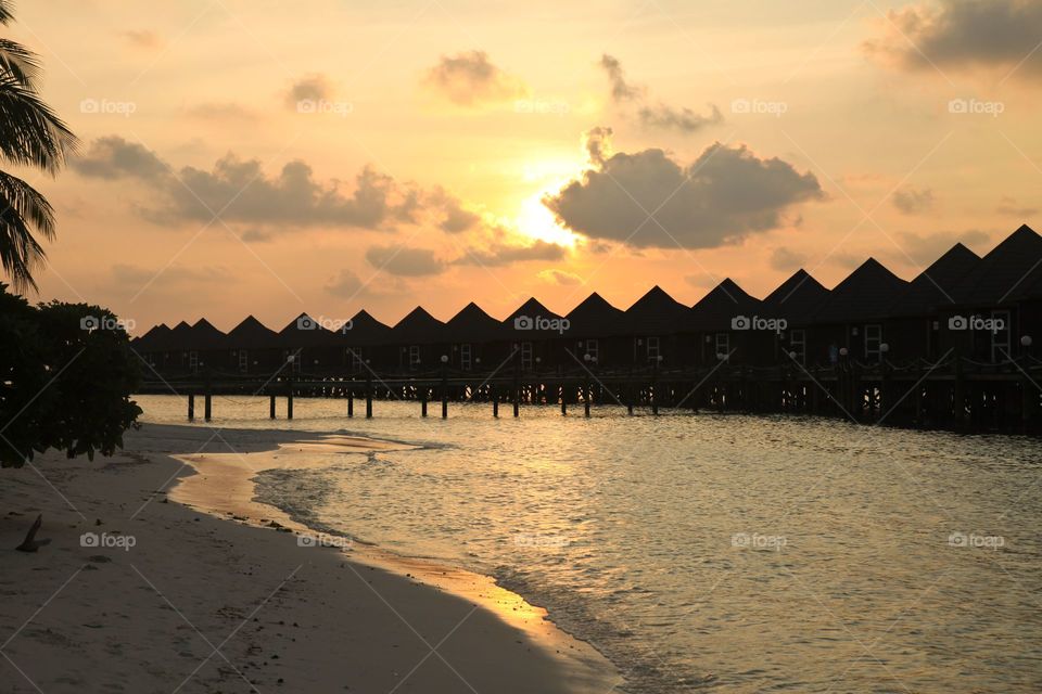 Bungalows in The Maldives. 