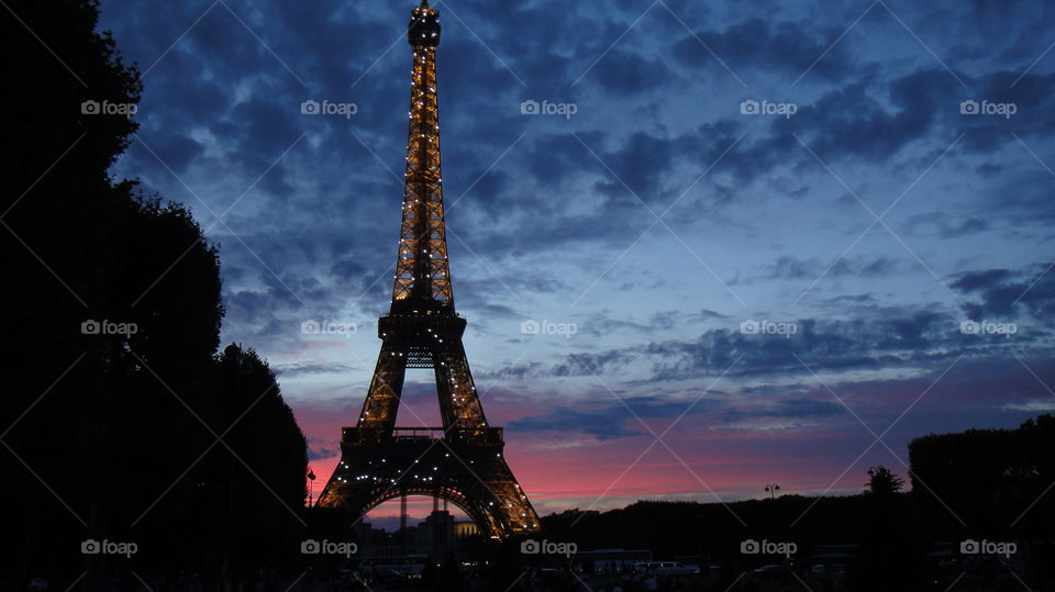 an eiffel sunset