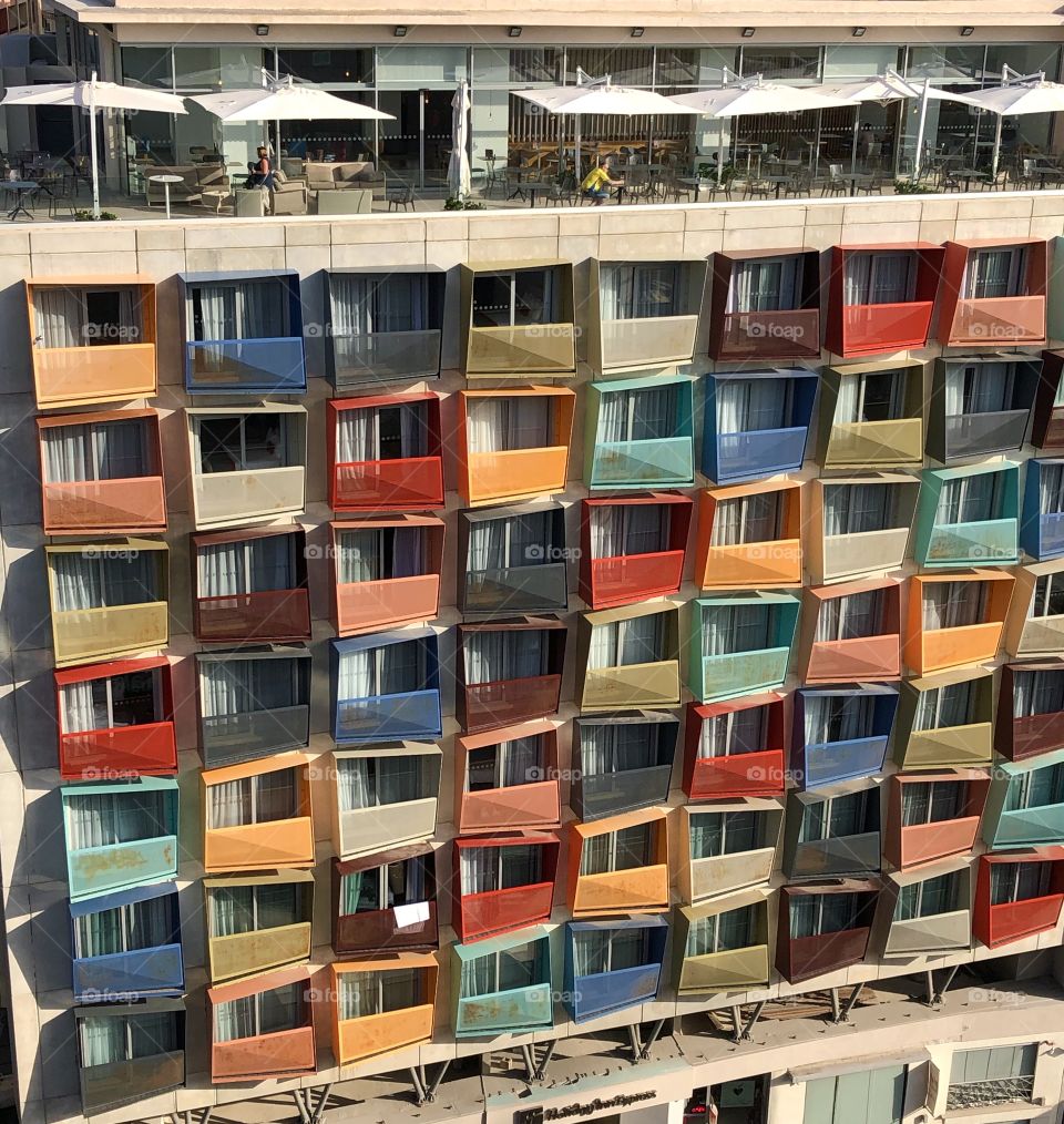 Colorful city, balconies