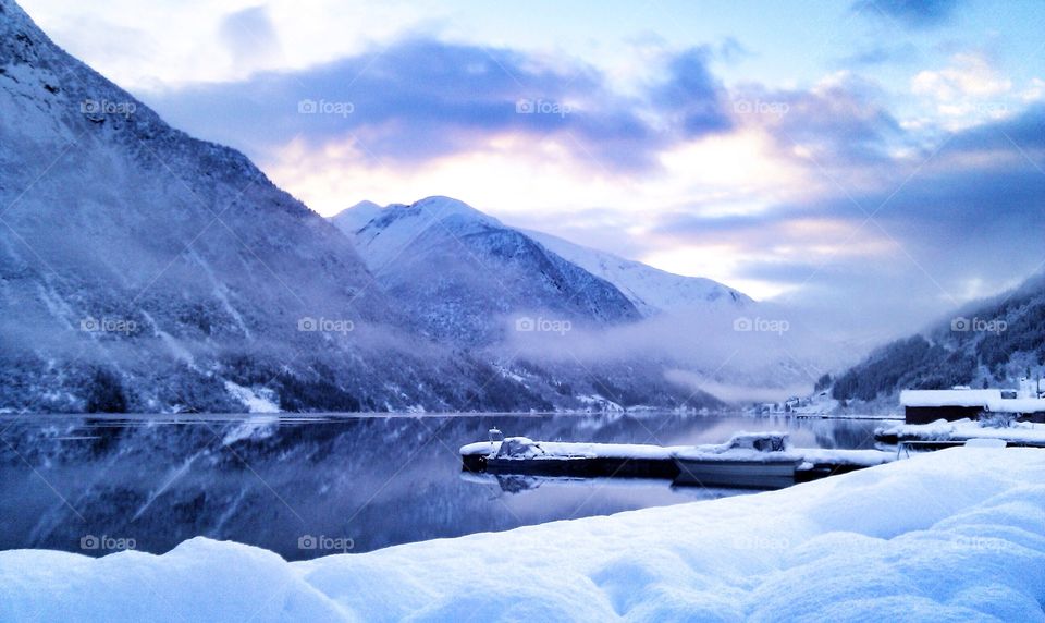 Snowy Mountain against dramatic sky