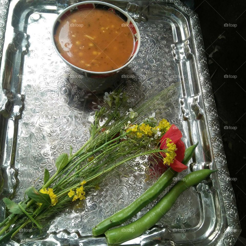 Moroccan soup into beautiful silver plate.