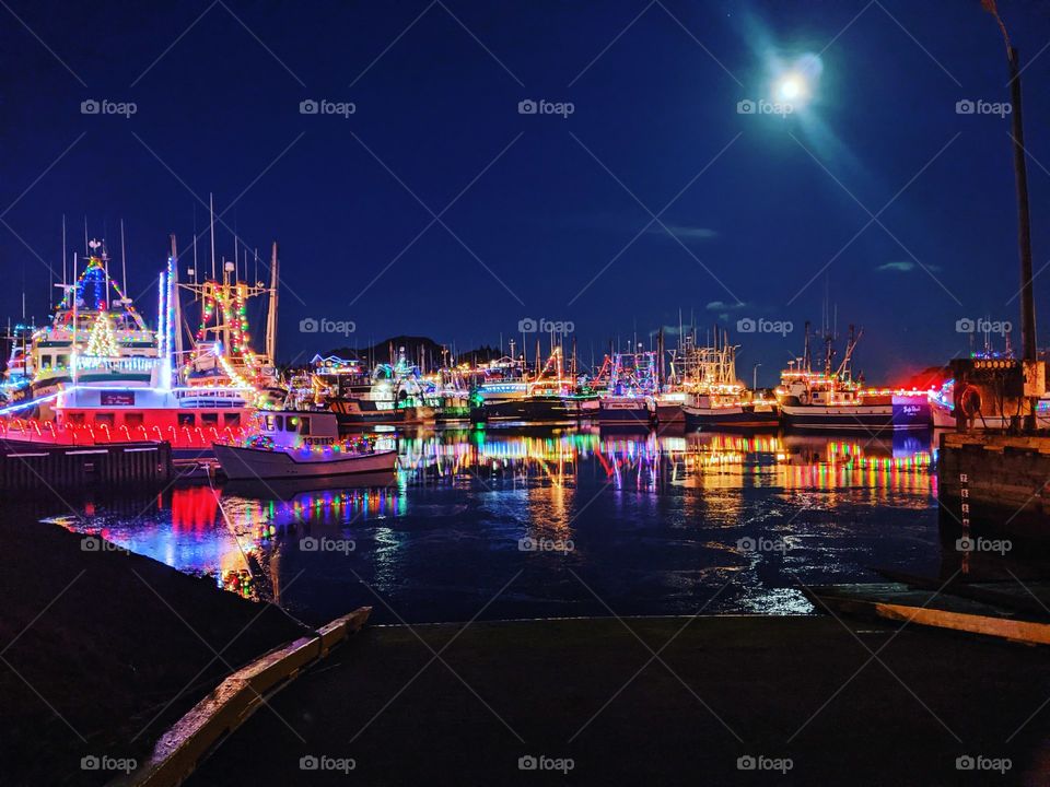 Ships in the Harbour & the Night Lights of Port de Grave!!!!