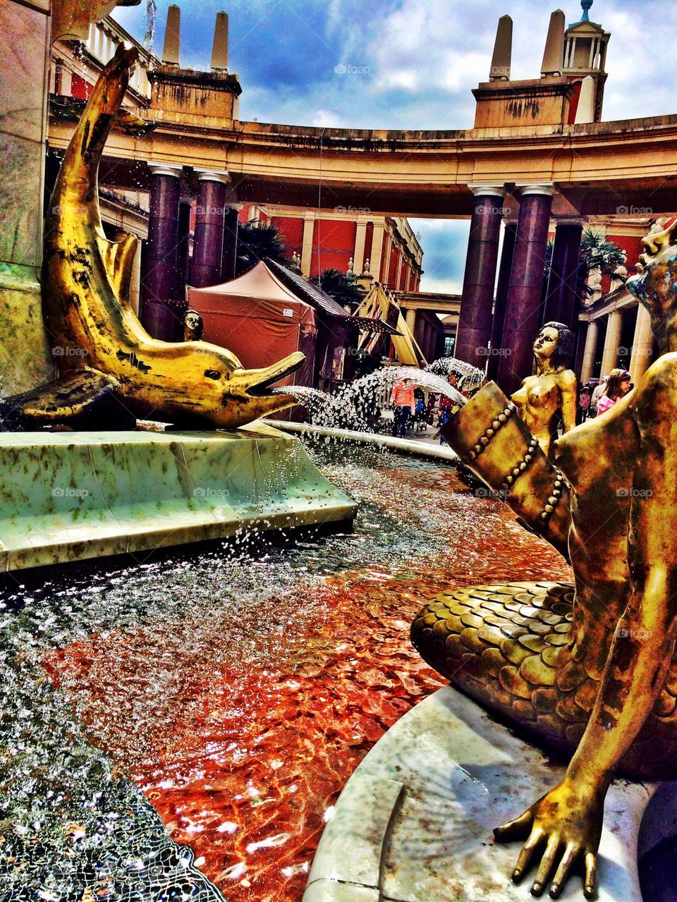 Mermaids and dolphins water fountain