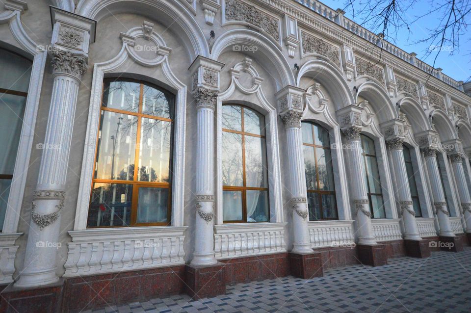 architecture wall with columns romanesque style