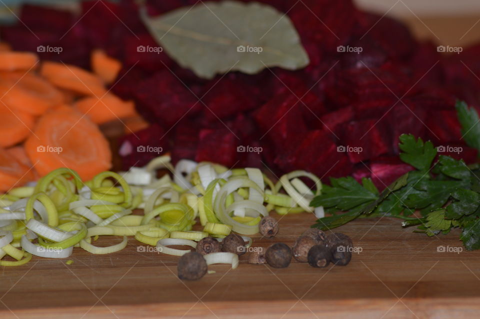 vegetables and spices to prepare a soup