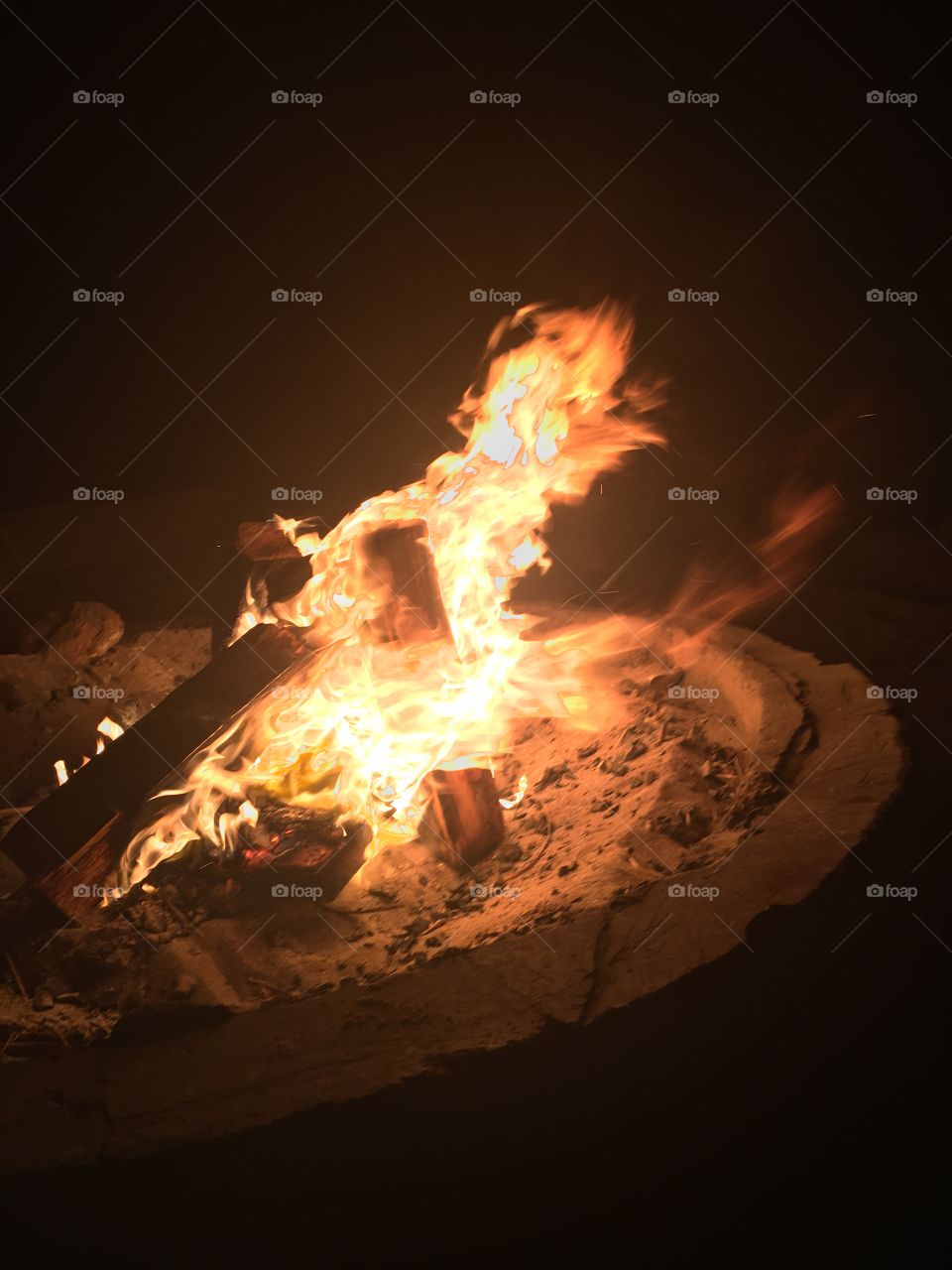 Little night beach bonfire, CA