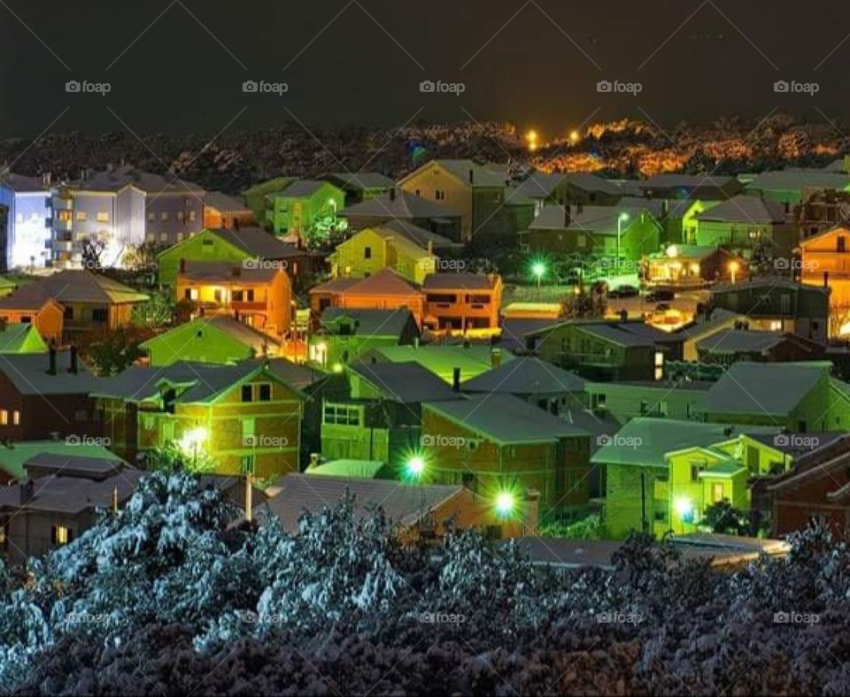Zadar Zadar city in the snow night
