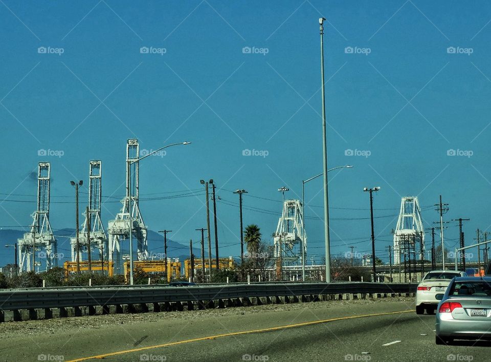 Cargo Ship Loading Cranes
