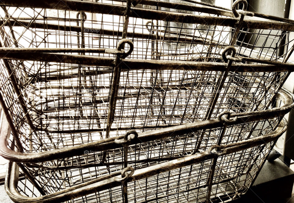 Wire shopping baskets from Tenement era.