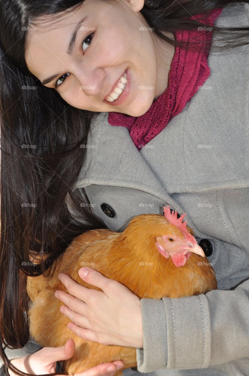 Girl and Hen