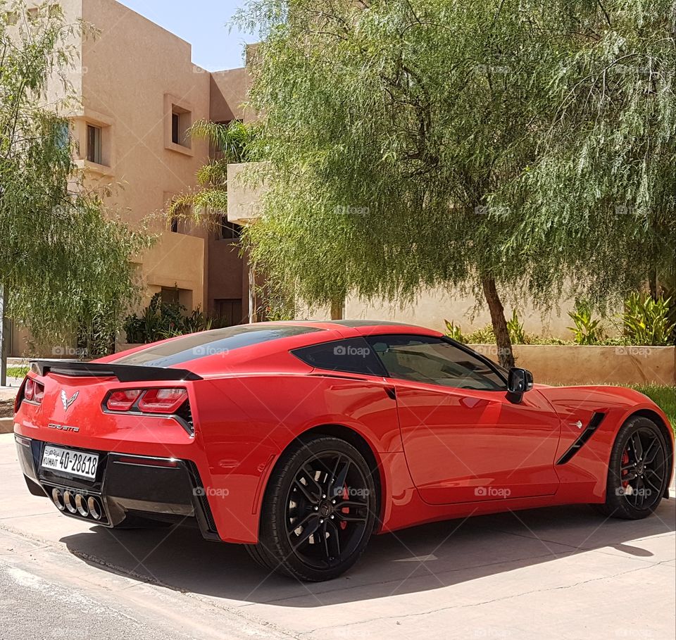 corvette red rouge sport car luxury luxurious Chevrolet