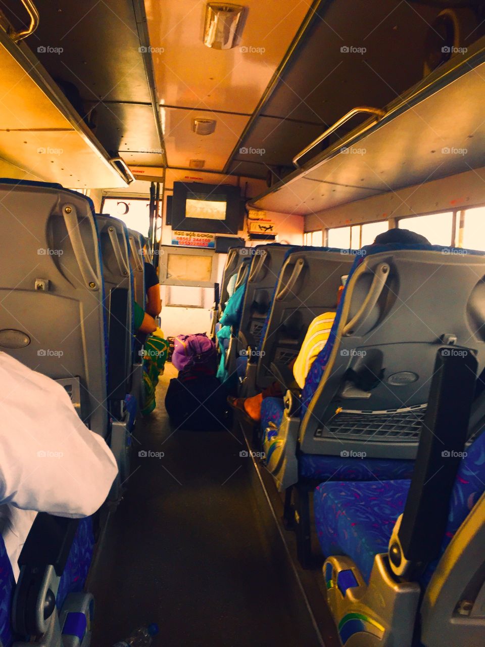 Inside of the bus. Journey to my hometown. 