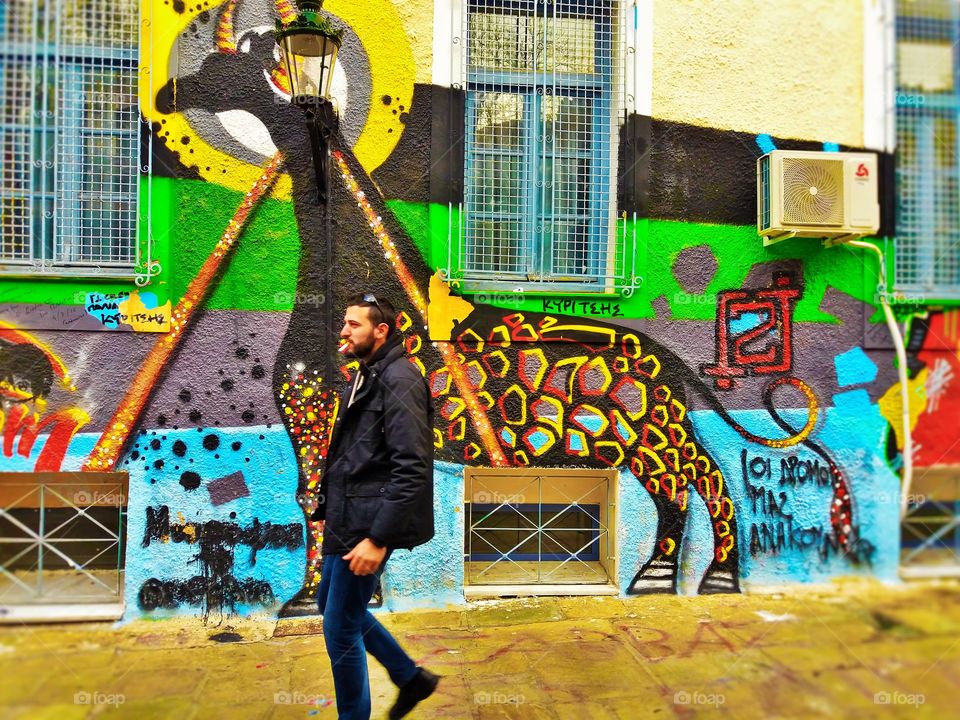 Man walking on street