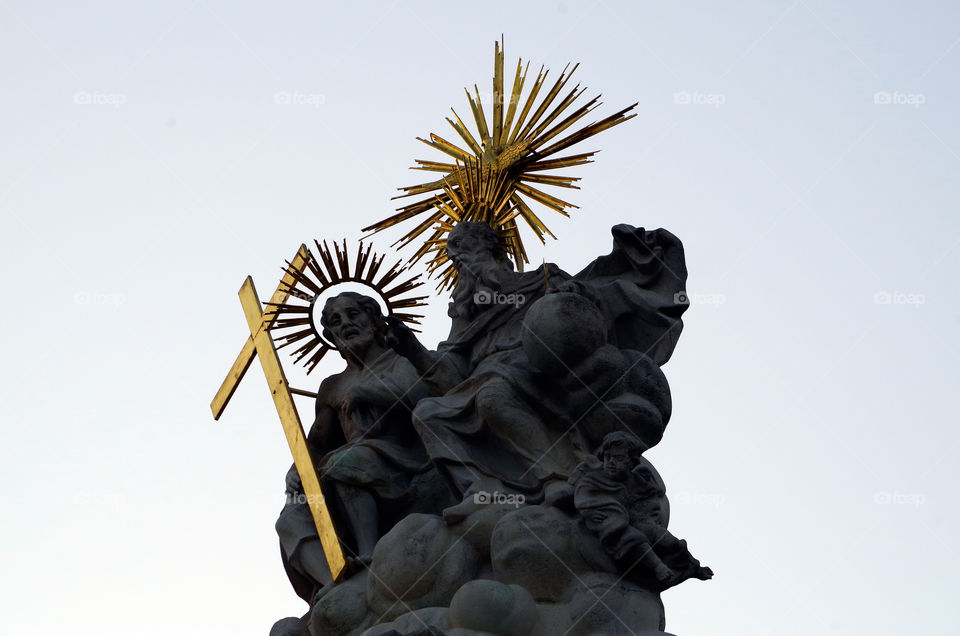 Low angle view of statue against sky in Budapest, Hungary.