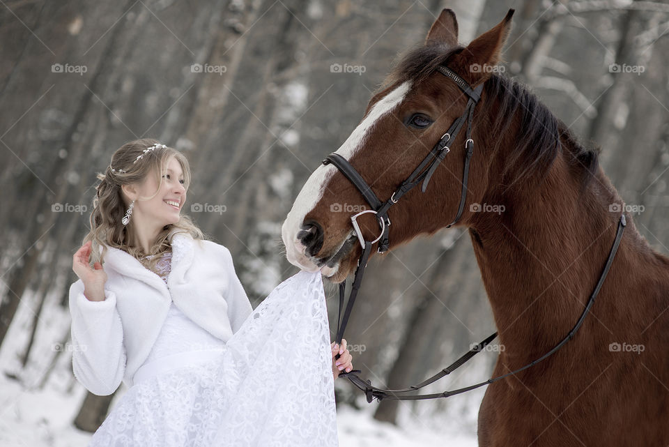 Bride and horse