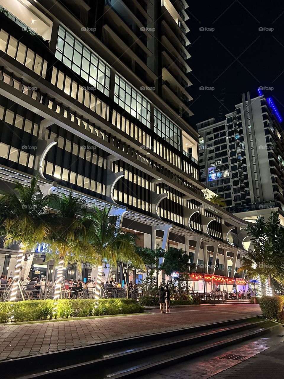 Queens water front. City Night view 