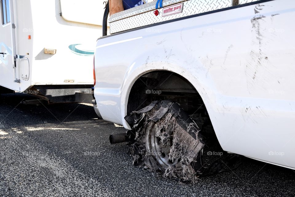 Not just a flat tire, this is a blowout 