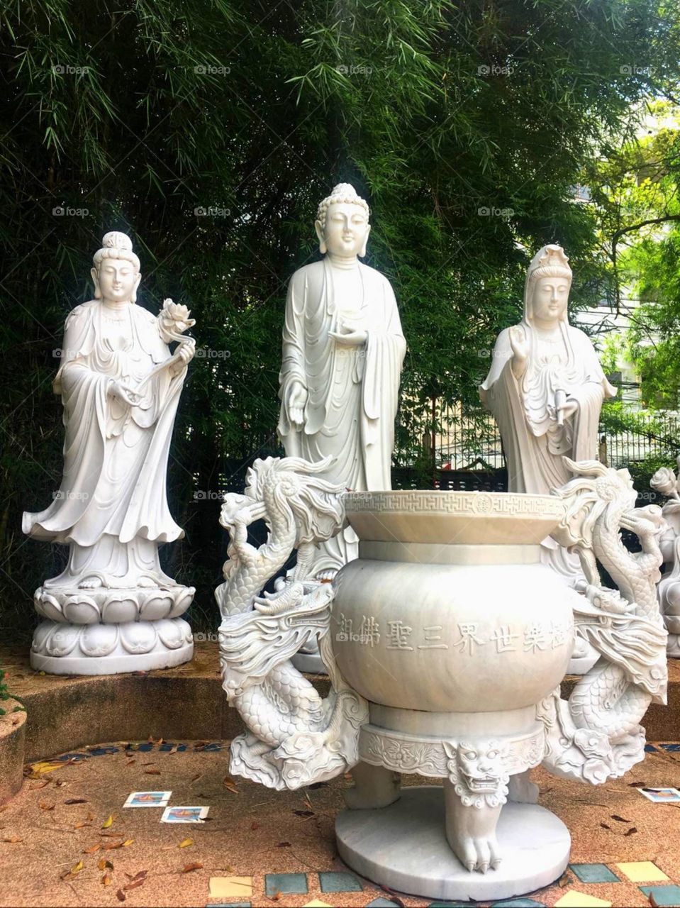 Chinese gods white statue.