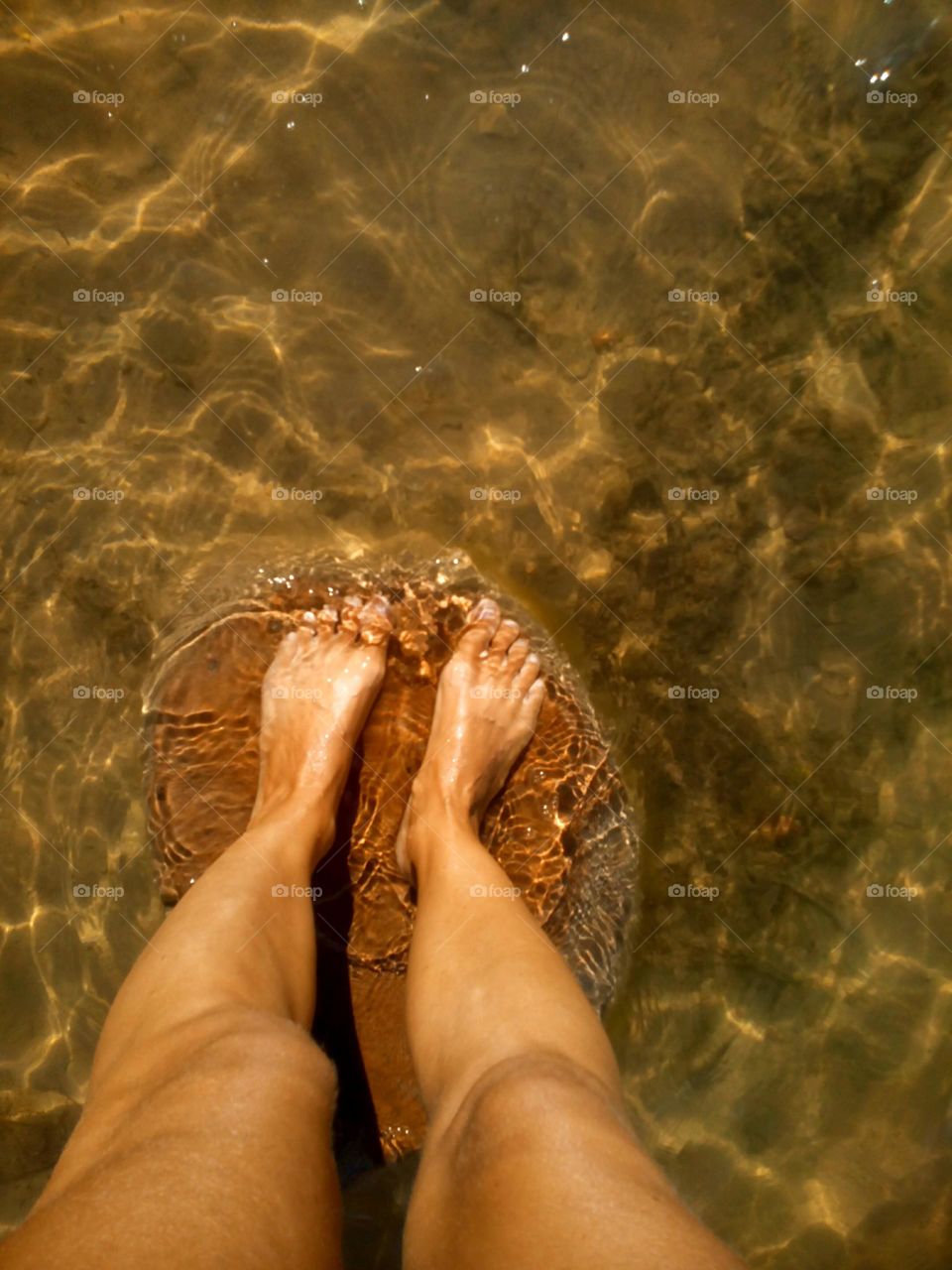 female legs in water