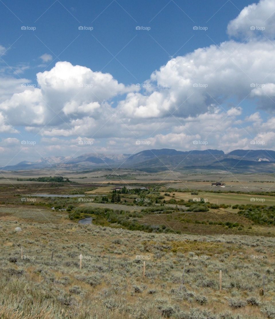 Wyoming Landscape. A view of hills and mountains in Wyoming. 