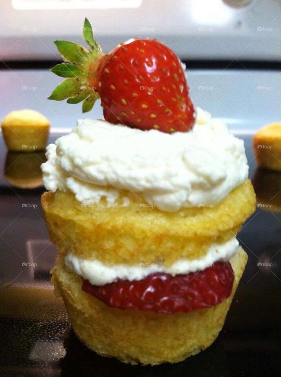 Mini strawberry shortcake cupcakes