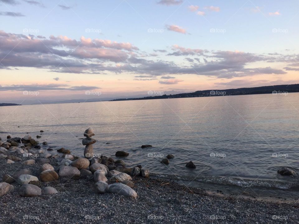 Pastel colors at Sunset time at Lake Constance