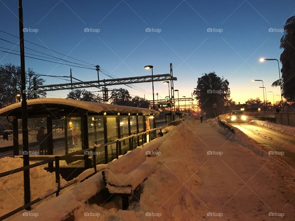 Snowy trainstation