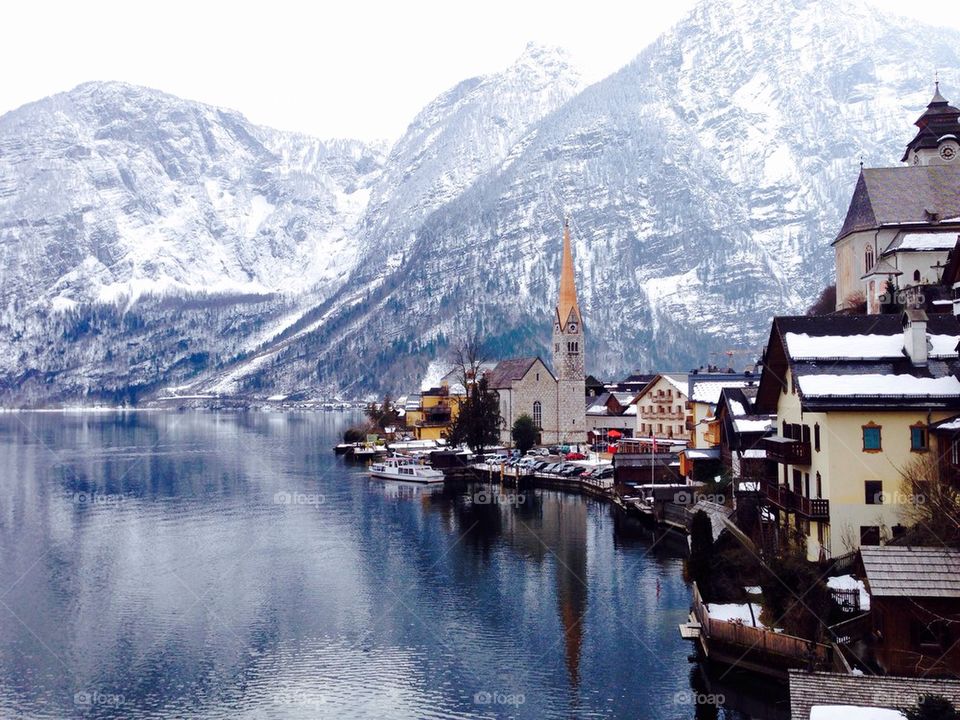 View of town in Hallstatt, Austria