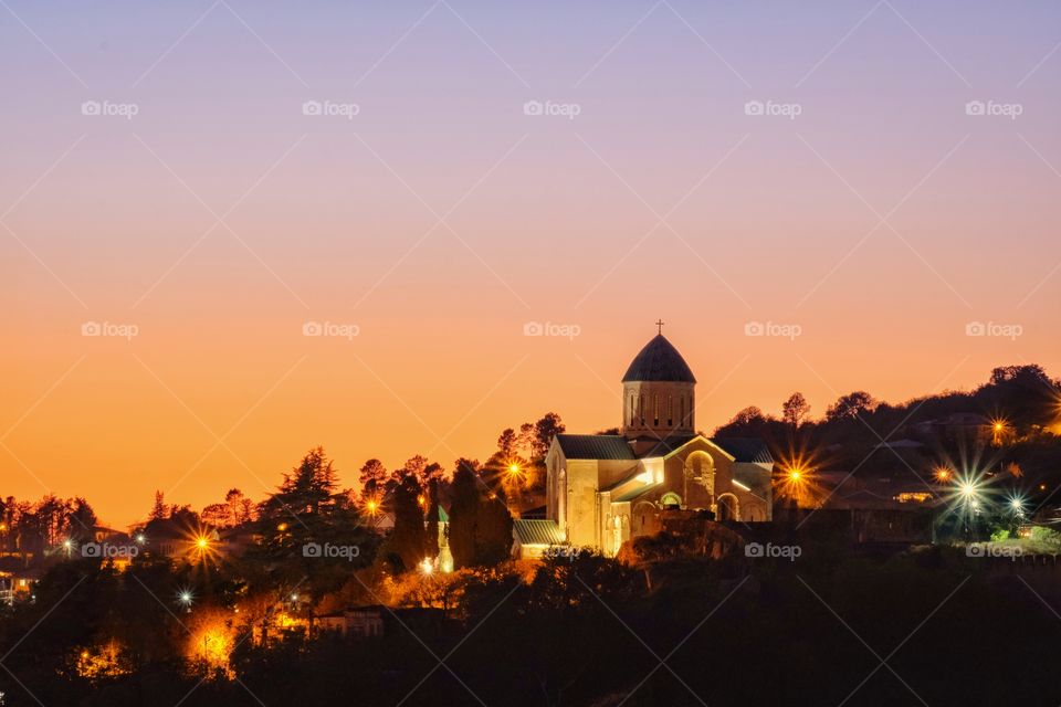 Variety shutter speed training in twilight moment at Bagrati Cathedral land scape in Kutaisi Georgia