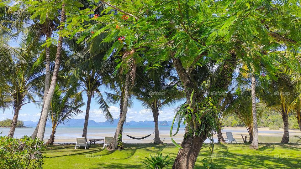 Peaceful tropical beach in Thailand at Koh Yao Noi.