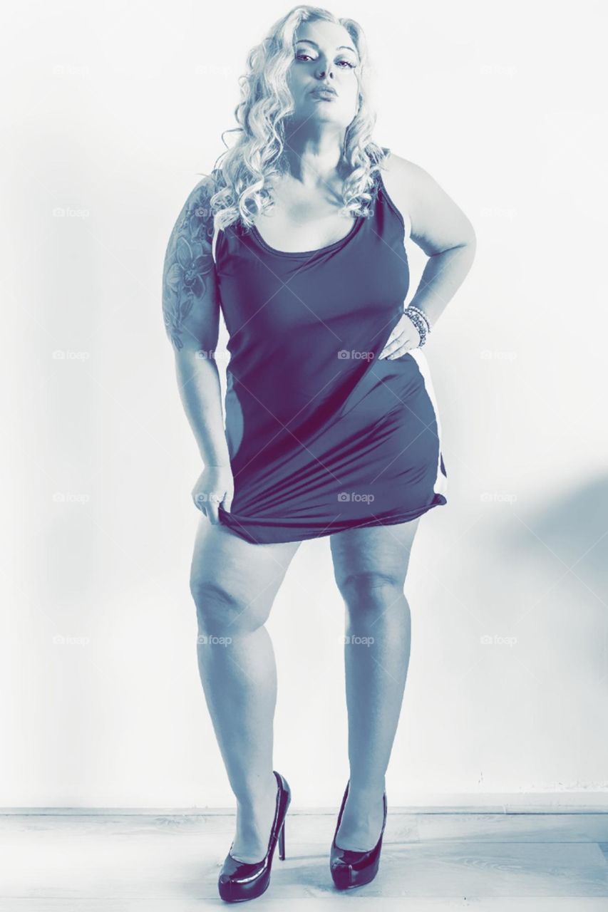 curvy plus size beauty model heels short dress
