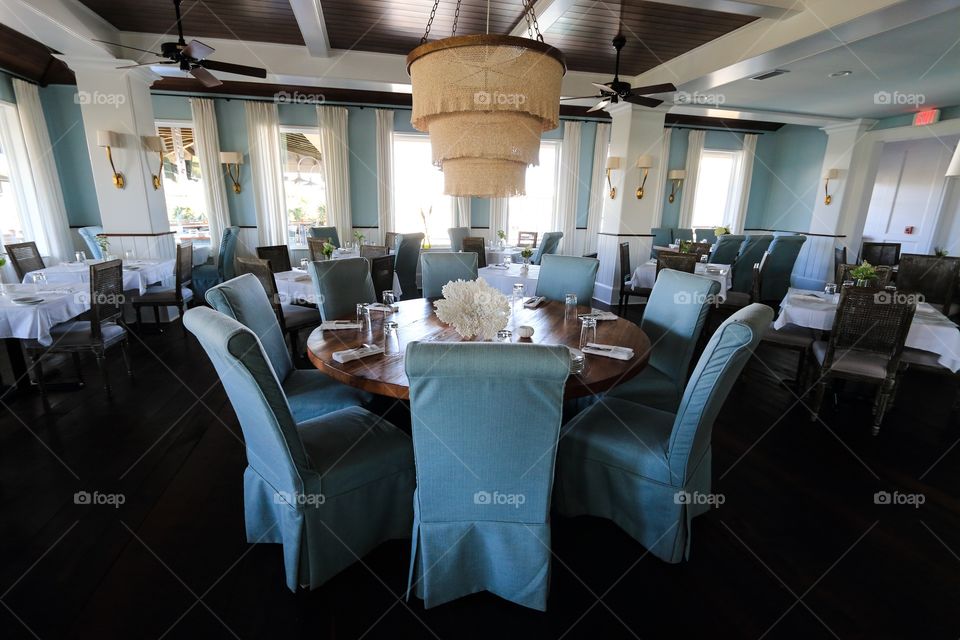 Table inside the restaurant with no people