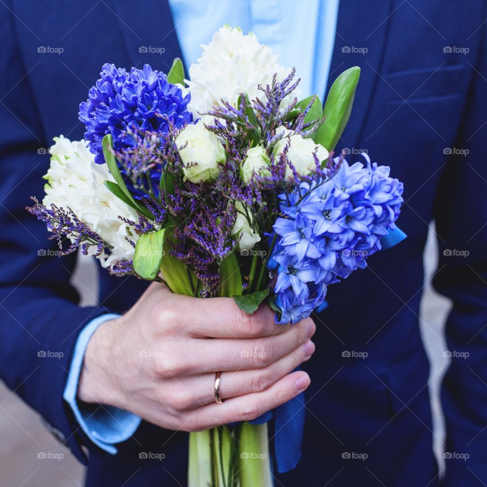 Groom with a bouquet 