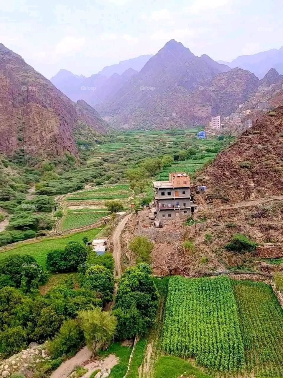 Glory be to God, the magnificent and picturesque view and the natural green trees are a view that is nothing more wonderful than it