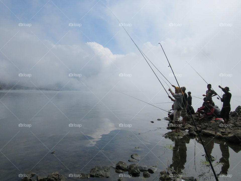 Fishing in the lake. It is located in segare anak lake in Rinjani Mountain lombok