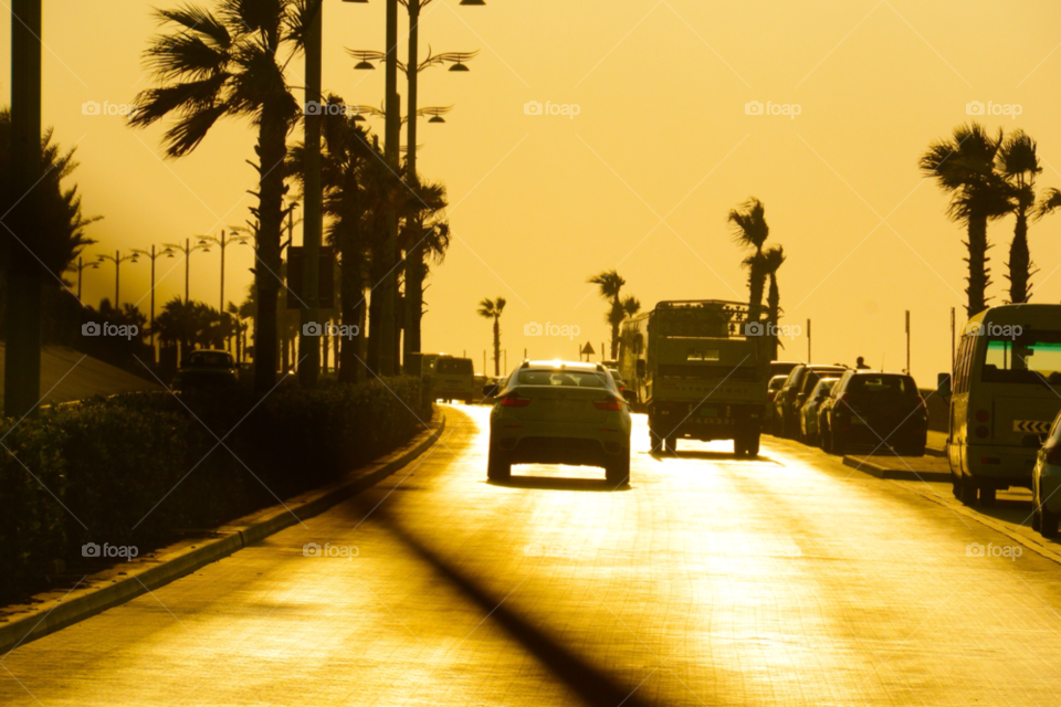 sunset cars road vojage by Picci