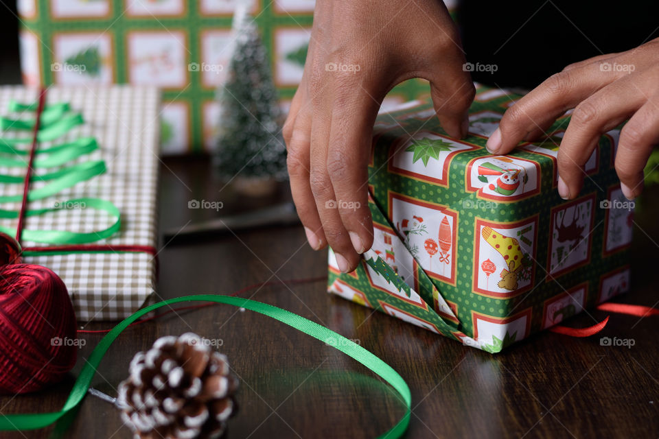 packing Christmas gifts