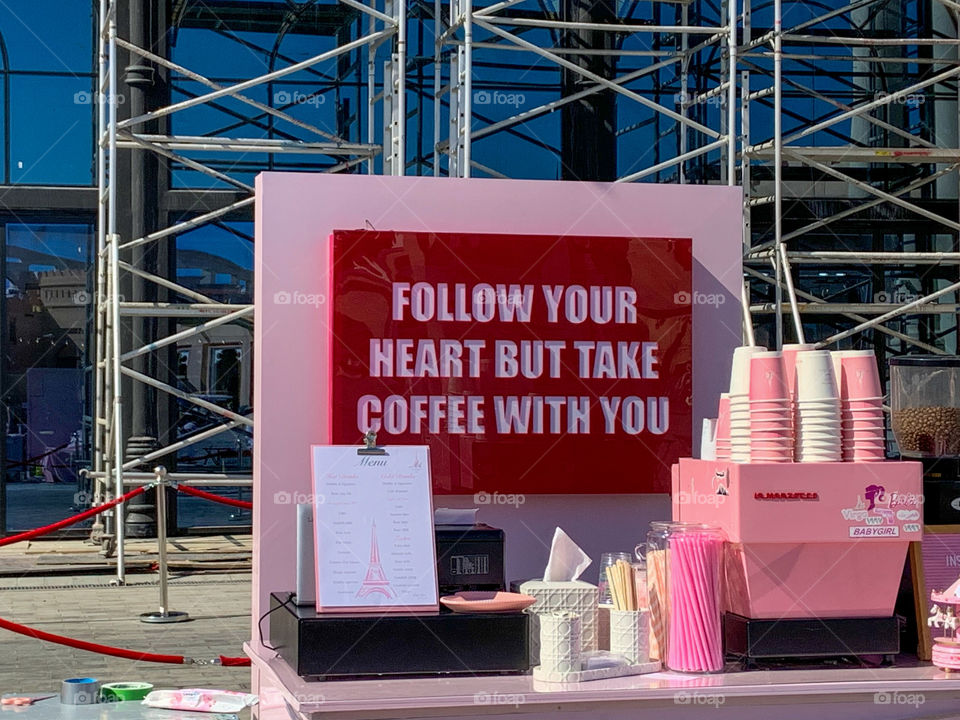 Pink Coffee space time . Pink coffee machine 