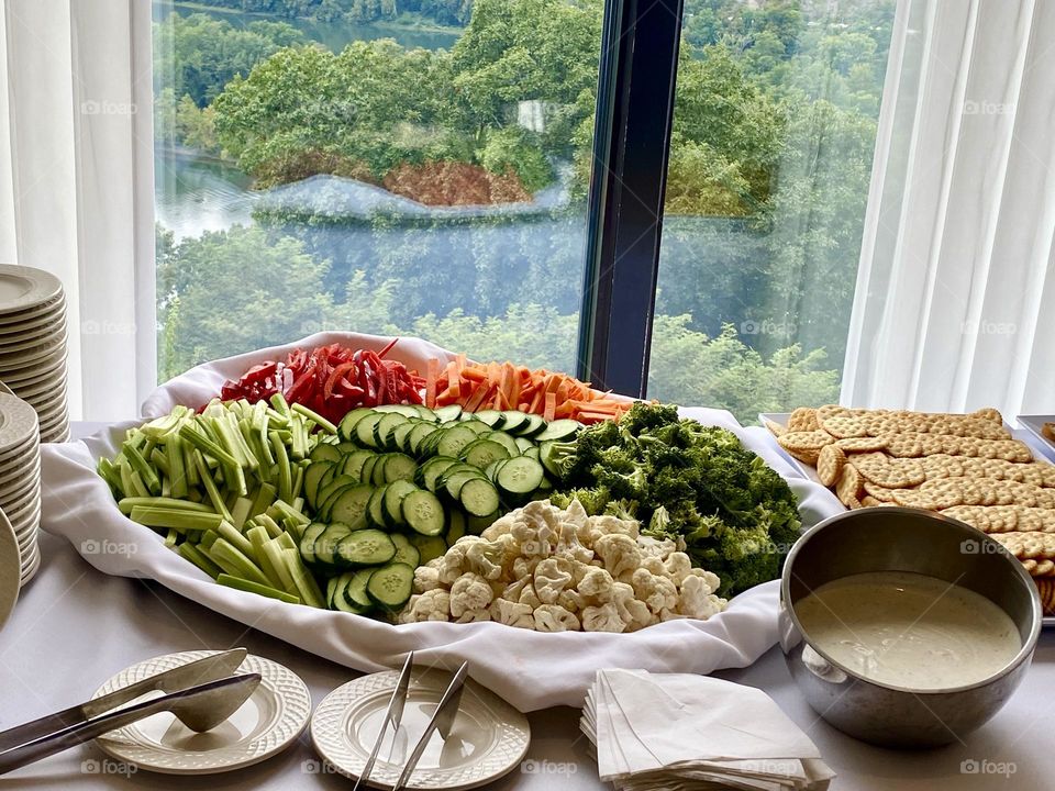 Healthy choices, snacking from a vegetable tray